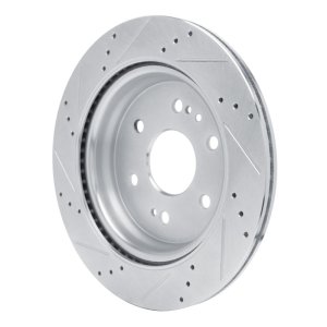 Cadillac Escalade ESV Brake Rotor (1) - Rear Right - R1 Concepts - Drilled & Slotted - Silver - `19-`25